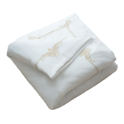 HOUSSE DE COUETTE UNIE PERCALE DE COTON BRODEE