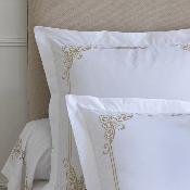 HOUSSE DE COUETTE UNIE PERCALE DE COTON BRODEE
