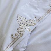 HOUSSE DE COUETTE UNIE PERCALE DE COTON BRODEE