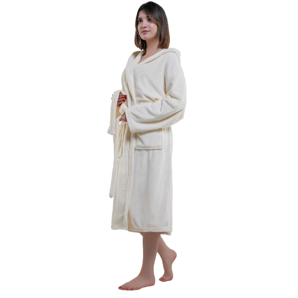 PEIGNOIR ALBA EN MICROFIBRE POUR FEMME AVEC CAPUCHE
