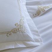 HOUSSE DE COUETTE UNIE PERCALE DE COTON BRODEE