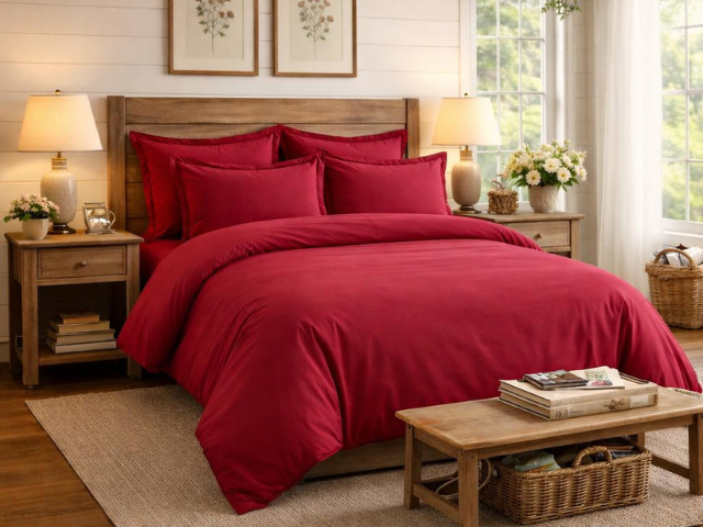 parure de lit feu en percale de coton